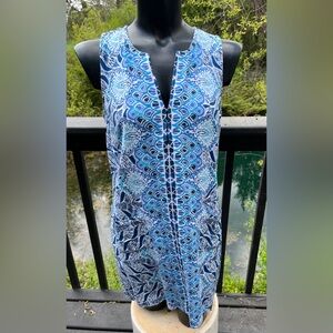 LILLY PULITZER KELBY STRETCH SHIFT MULTI BLUE PRINT.  SIZE 6